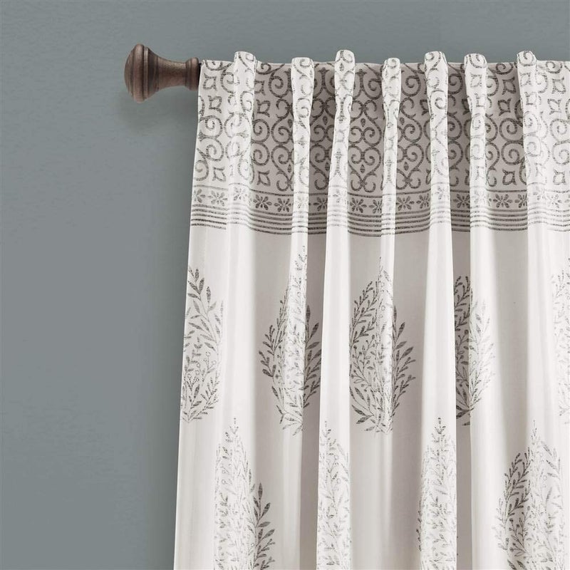 Lush Decor, Gray Teardrop Leaf Curtains Light Filtering Window Panel Set for Living, Dining, Bedroom (Pair), 52" W x 95" L - Image 4